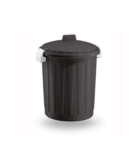 Pattumiera bidone con Coperchio Chiusura a Ganci Colore Grigio 23 litri