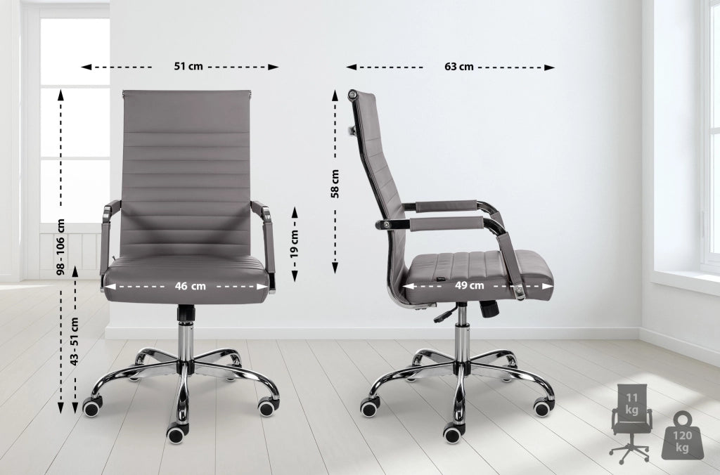 Sedia Da ufficio Amadora grigio,Finta pelle