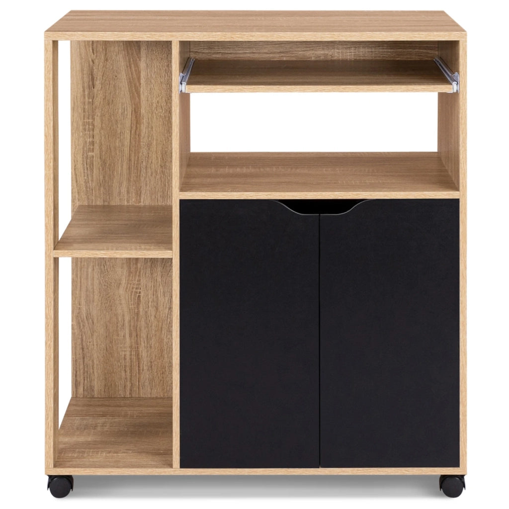 IDMarket - Carrello da cucina legno di faggio e ante nere L.76 cm COSI