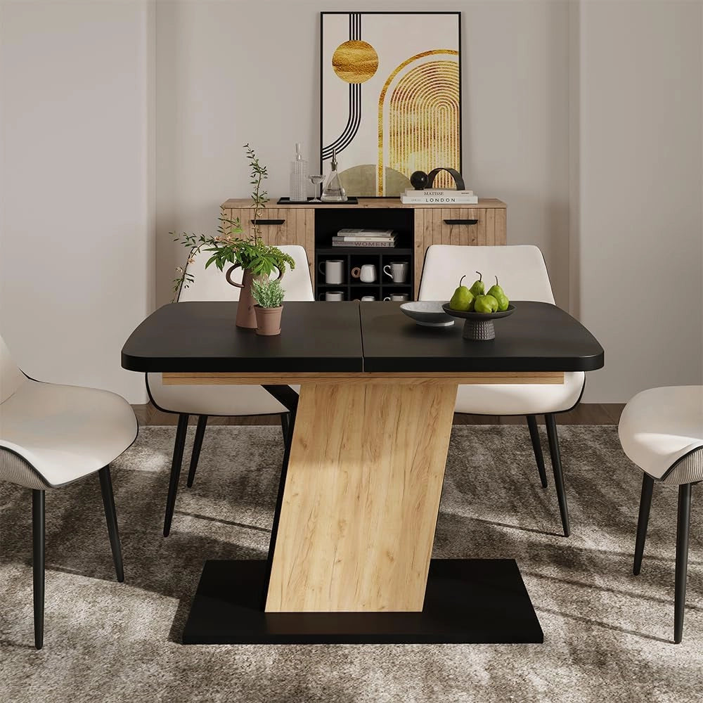 tavolo da pranzo allungabile Fenaro, Rovere nero/oro, 120 x 80 cm estensibile, estendibile per un'adeguata regolazione delle dimensioni del tavolo