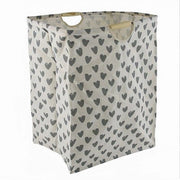 Trade Shop - Cesto Porta Biancheria Cuori Grigi Contenitore Panni Sporchi Richiudibile 10622 -