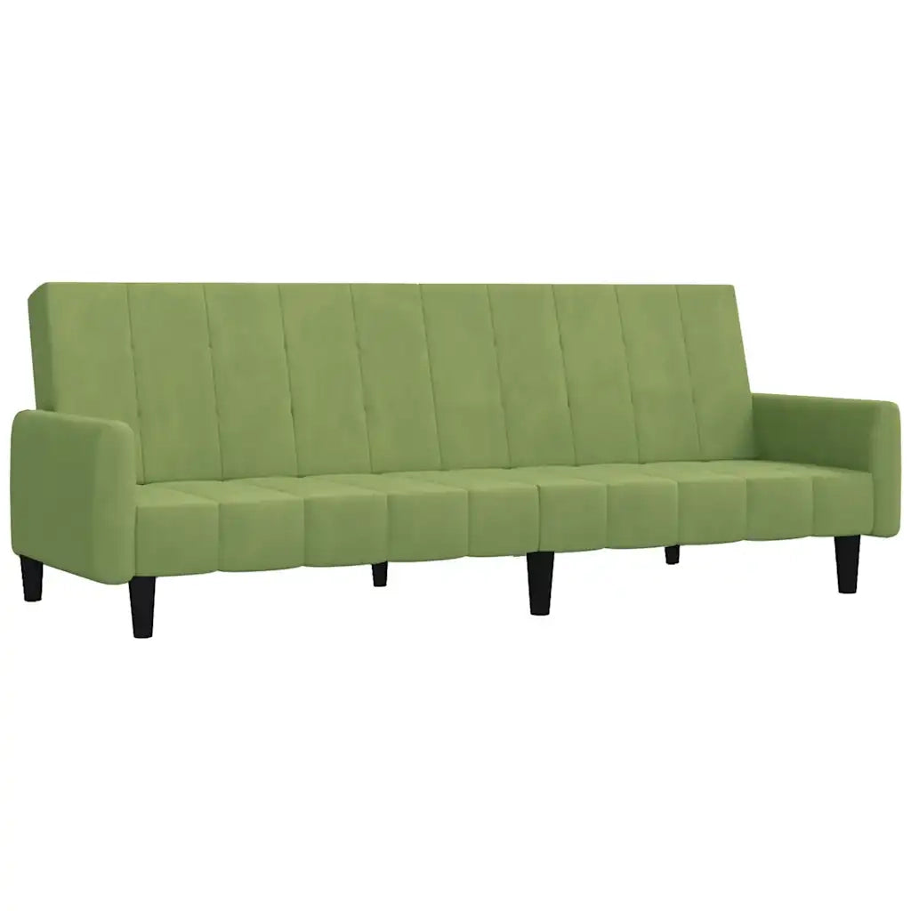 Divano Letto a 2 Posti Verde Chiaro in Velluto 375777