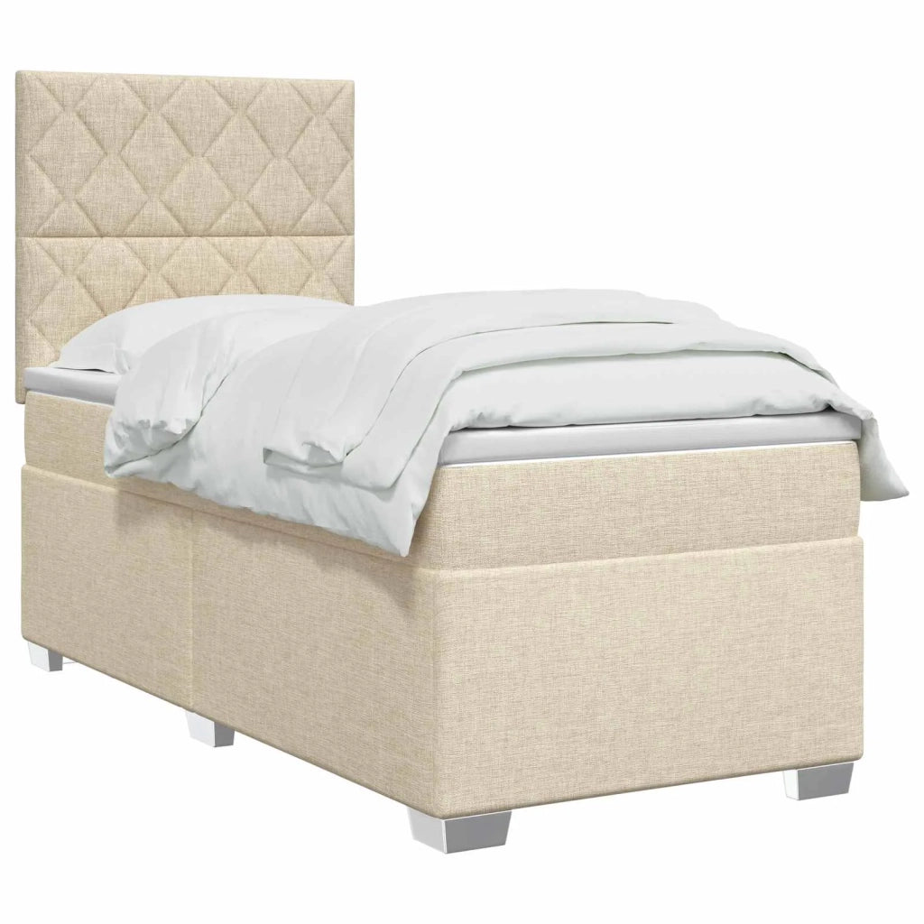 Letto box spring con materasso Crema 100 x 200 cm Tessuto 3453351