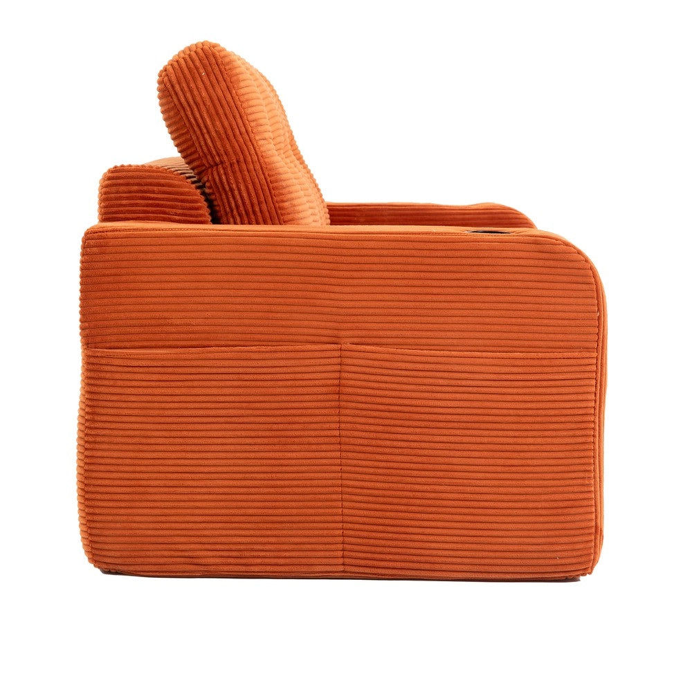 Divano 2 Posti in Tessuto a Coste con Cuscini Trapuntati e Tasche Laterali ¨C MINIMAL ¨C Grigio