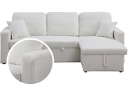 Divano angolare trasformabile/reversibile con cassapanca "Alain" - 3 posti - Bouclettes - Bianco