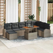 Set Divano da Giardino con cuscino 9 pcs Grigio