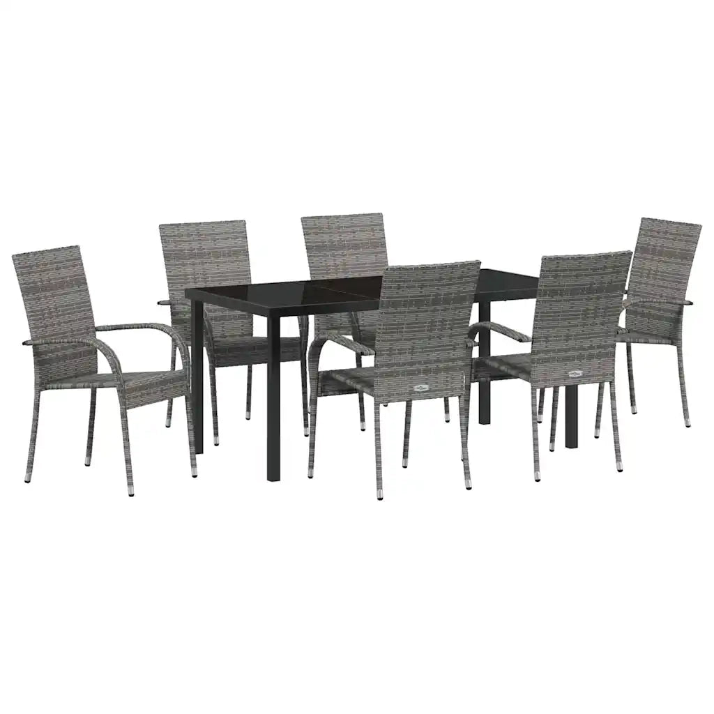 Set da Pranzo per Giardino 7 pcs Grigio