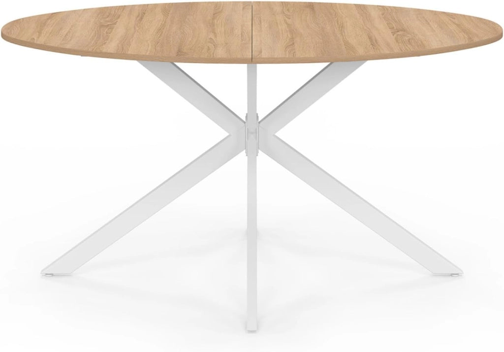 Tavolo da pranzo ovale ALIX per 8 persone con gambe in legno e ragno bianco 150 cm