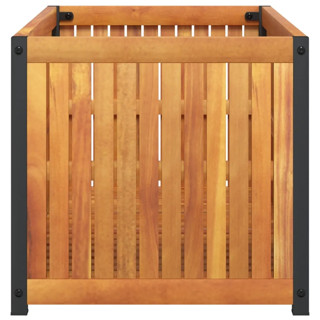 Fioriera | Cassetta per fiori | Vaso da Giardino 85x45x44 cm in Legno Acacia e Acciaio