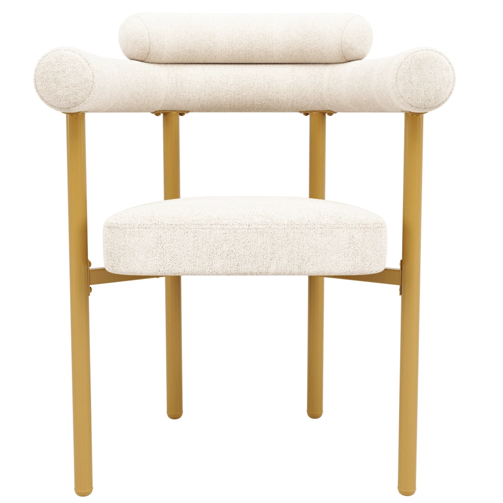 Sedia 70x62x84 cm con schienale ergonomico e seduta ampia in velluto beige e oro