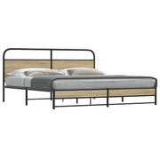 vidaXL Giroletto senza Materaso in Metallo Rovere Fumo 183x213 cm