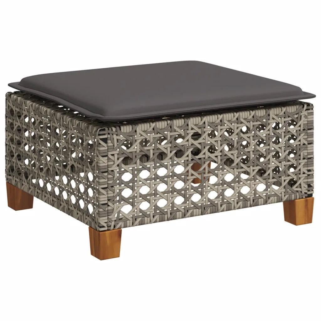 Sgabello Giardino con Cuscino Grigio 63,5x56x32cm in Polyrattan CFW3315309