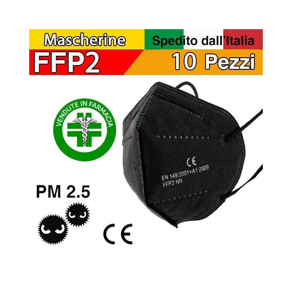 Trade Shop - Mascherine Protettive Ffp2 Certificata Ce Inail Senza Valvola Mascherina Nere -