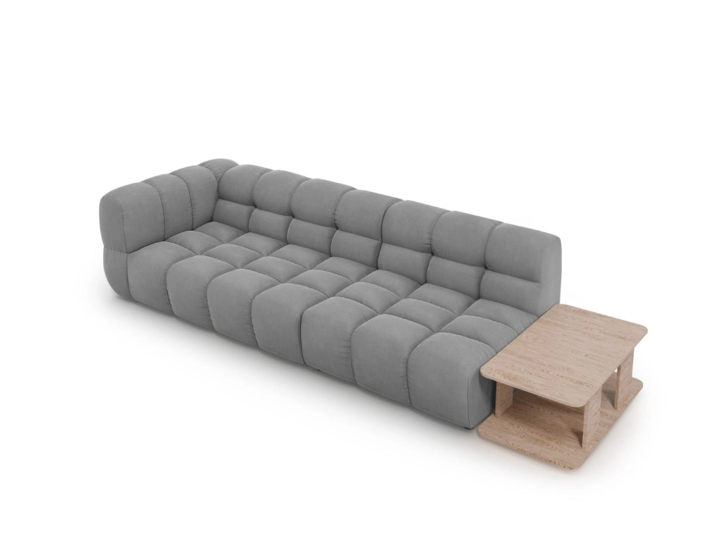 Cosmopolitan Design - Divano modulare destro "Sky" 4 posti in velluto grigio chiaro 