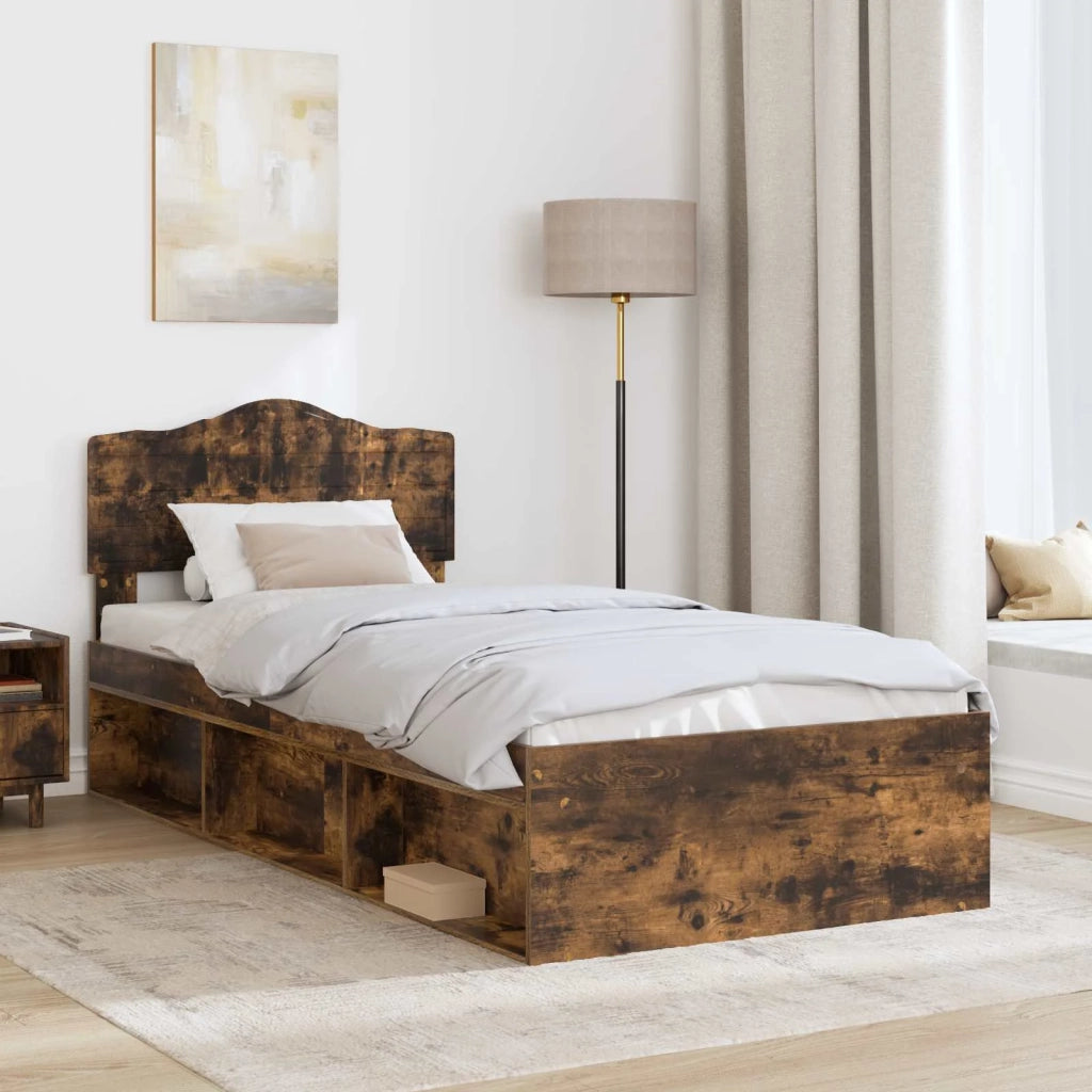 Struttura del letto Rovere fumé 75 x 190 cm Pino massello