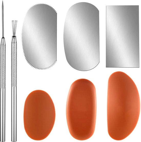Strumenti per modellare 8 pezzi - Spine e raschiatori in gomma - Ago per argilla e filo di vetro - Strumenti per modellare - In acciaio inossidabile - Molle in silicone - Strumenti per modellare