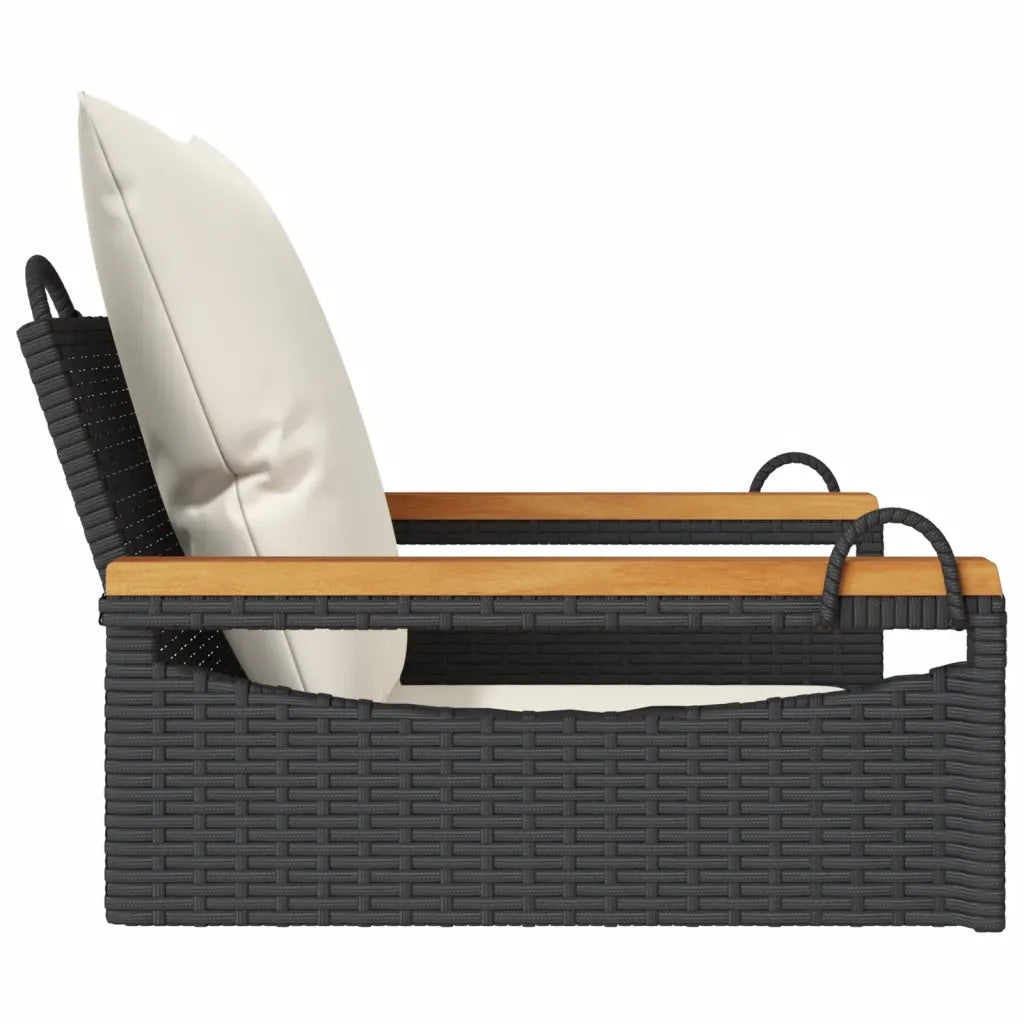 vidaXL Panchina a Dondolo con Cuscini Nera 63x62x40 cm in Polyrattan