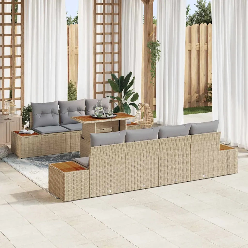 Set Divano da Giardino 8 pcs Beige Poly Rattan 3358779