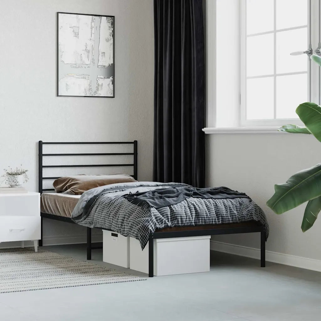 Giroletto con Testiera-Struttura Letto con testiera in Metallo Nero 90x190 cm 989049