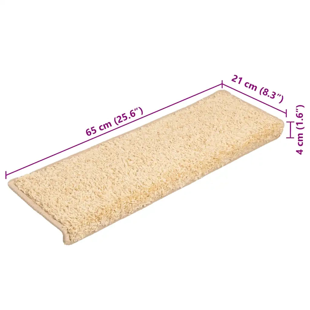 vidaXL Tappetini per scale 20 pz 65x21x4 cm Crema Bordo rettangolare