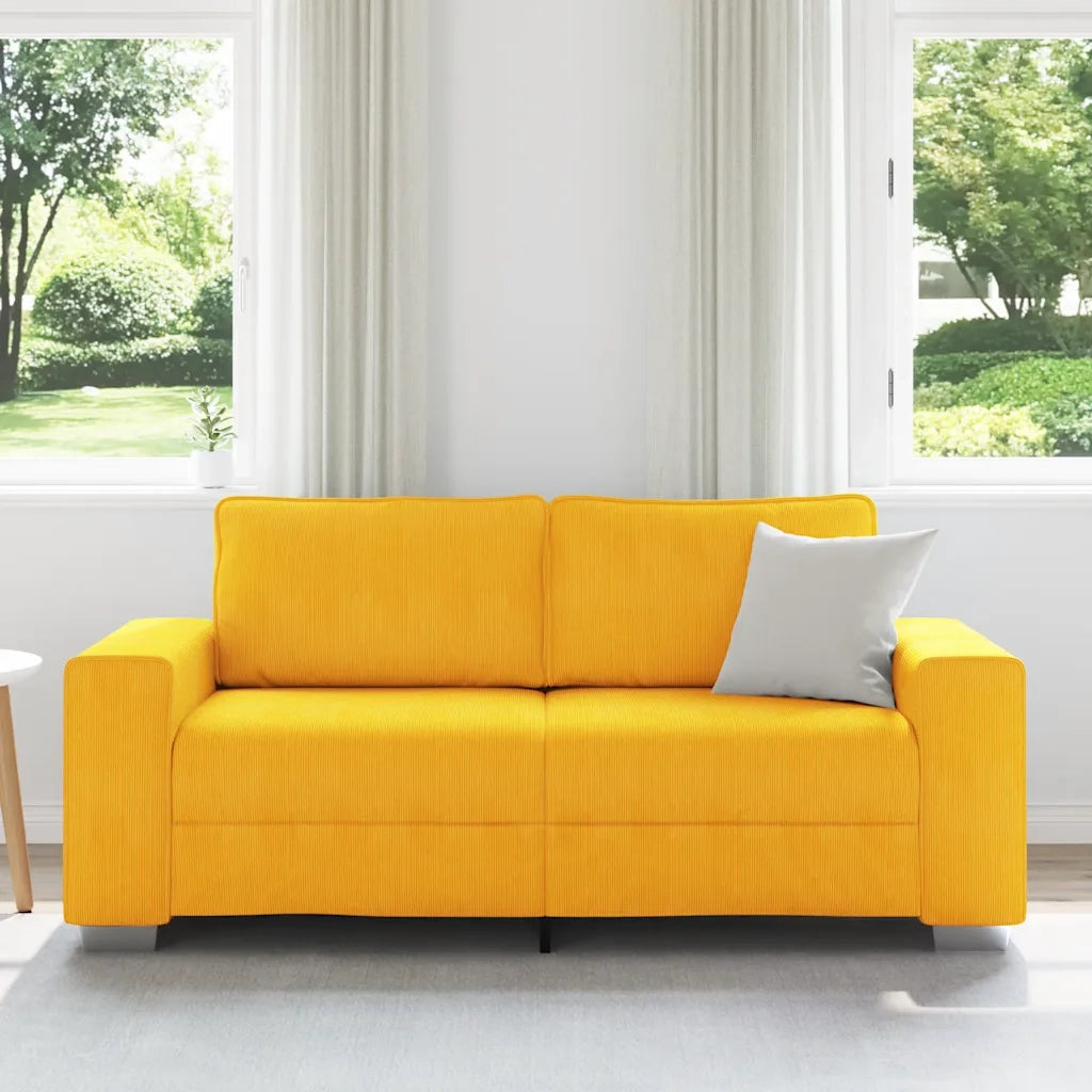 Divano Divanetto Giallo Chiaro 180x77x82cm Tessuto di Velluto a Coste 4105205