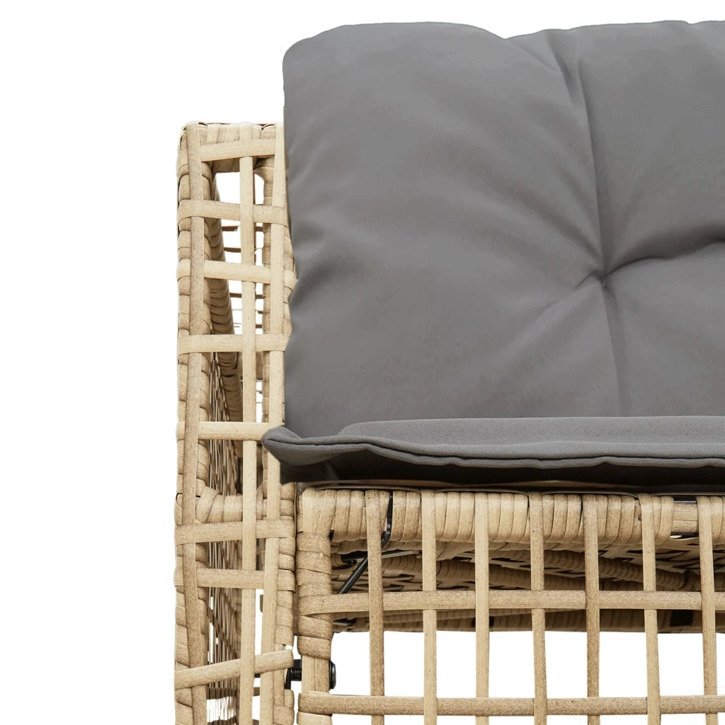 Divano da Giardino a L con Cuscini e Pouf Beige in Polyrattan