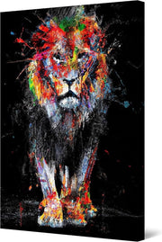 Lione in Colori su Tela - Decorazione Moderna per la Sala da Pranzo Arte - Stampata Grande Foto 60 cm x 90 cm