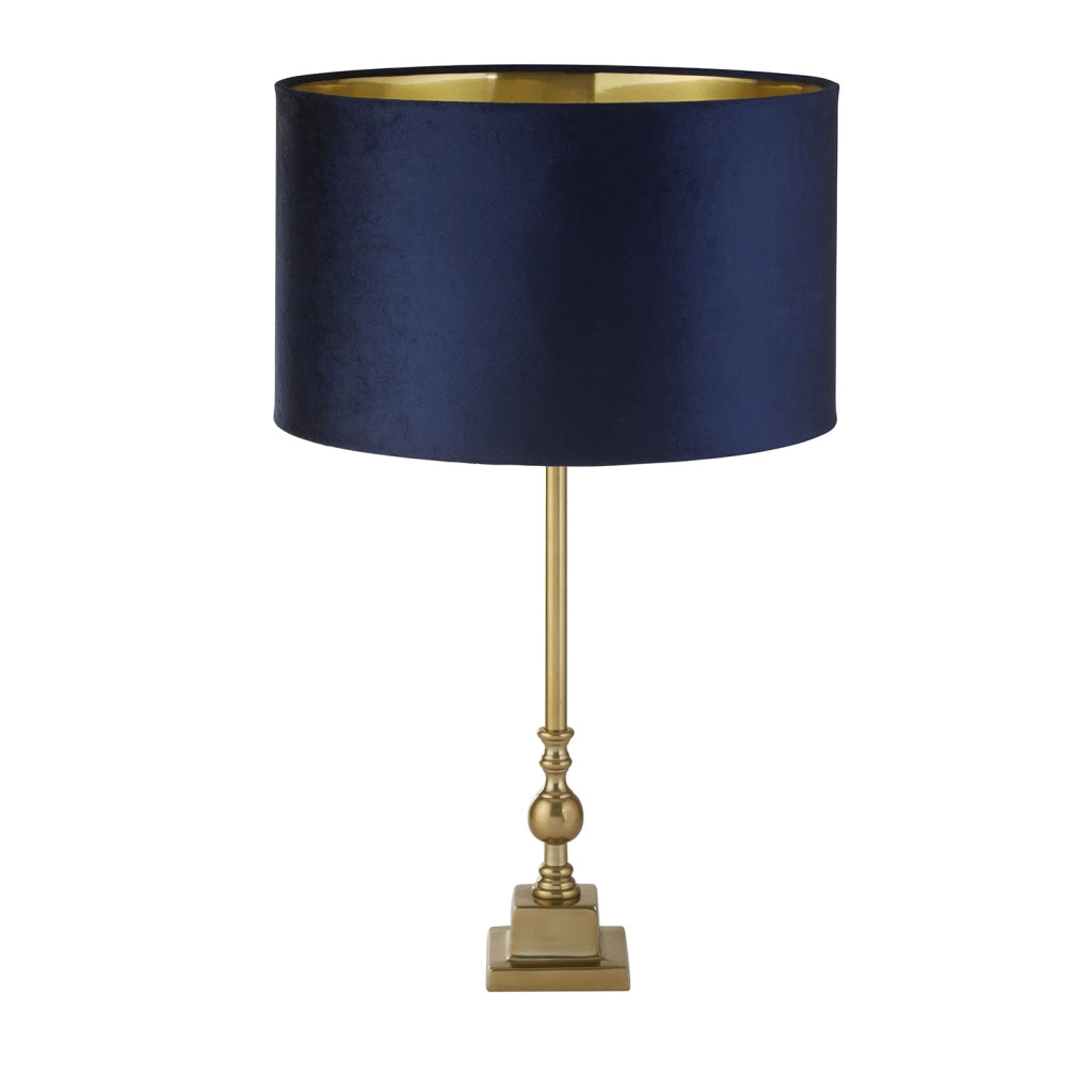 Lampada Da Scrivania Whitby Metallo Cromo Tessuto Blu Scuro 1 Luce E27