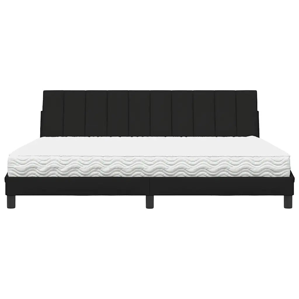 Letto con Materasso Hanko Nero 200x200 cm in Tessuto 3310554