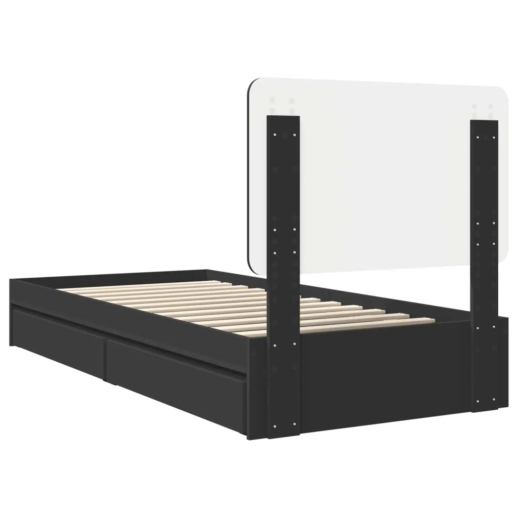 Letto con Contenitore Nero 100 x 200 cm Legno multistrato 3412715