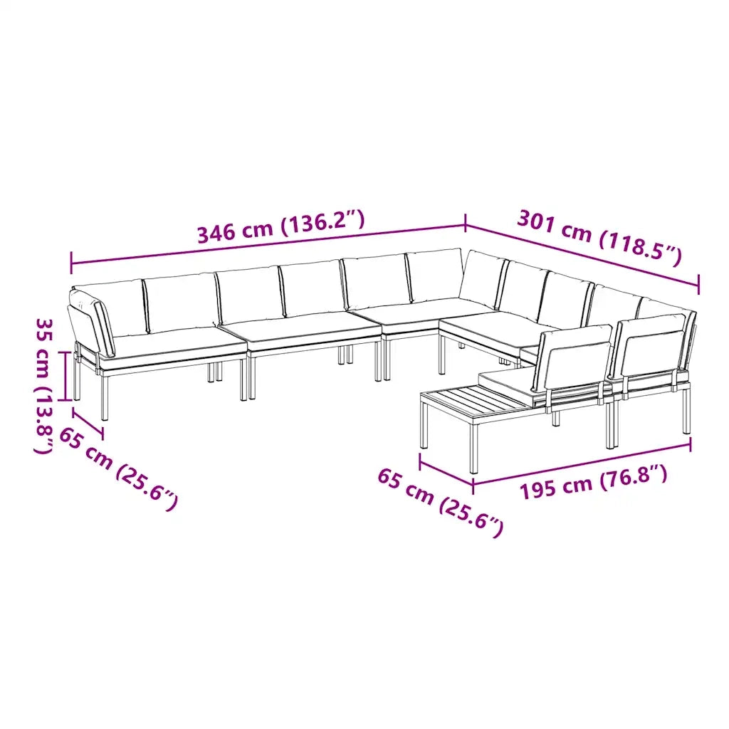 Set Divani da Giardino 6 pz con Cuscini Nero in Alluminio 3283690