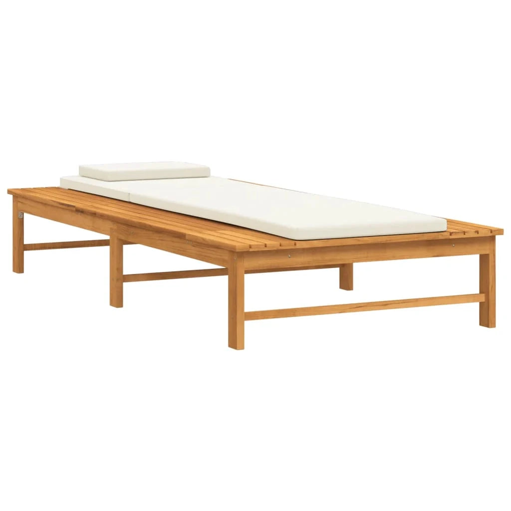 Lettino prendisole sedia a sdraio lettino prendisole letto da giardino mobili da giardino mobili da esterno cuscino/cuscino bianco crema legno massello di acacia 02_0012717