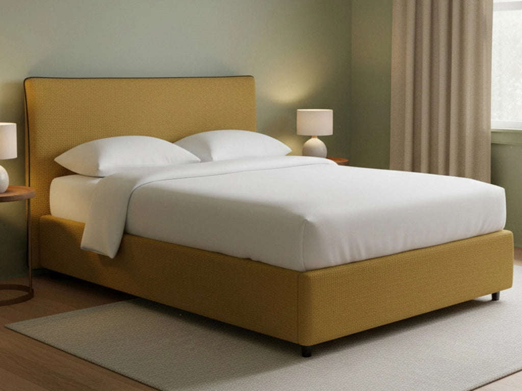 Oldham, Letto Piazza e Mezza Sfoderabile Made in Italy, Giallo Ocra
