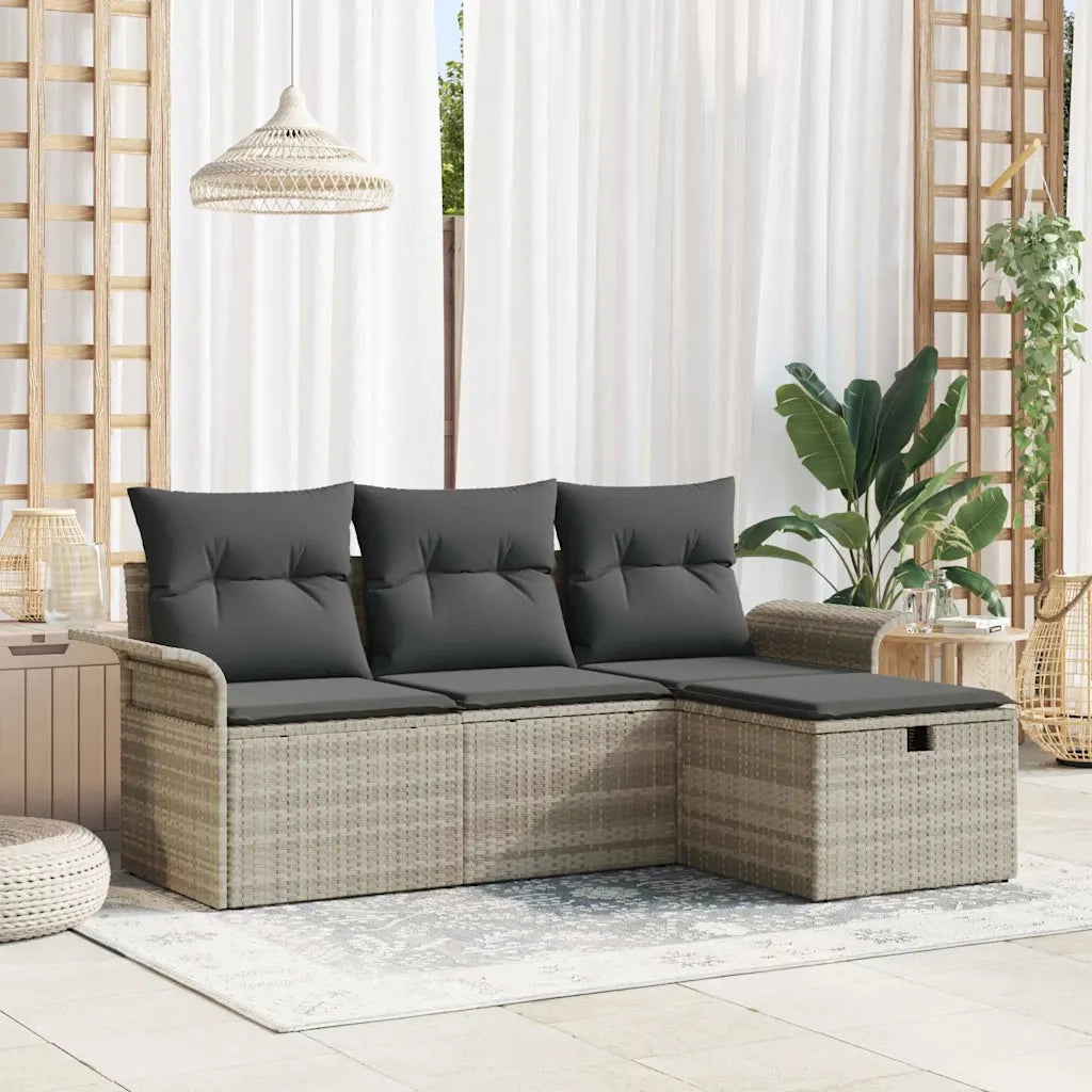 Set Divano da Giardino 4 pcs Grigio chiaro Poly Rattan 3358851