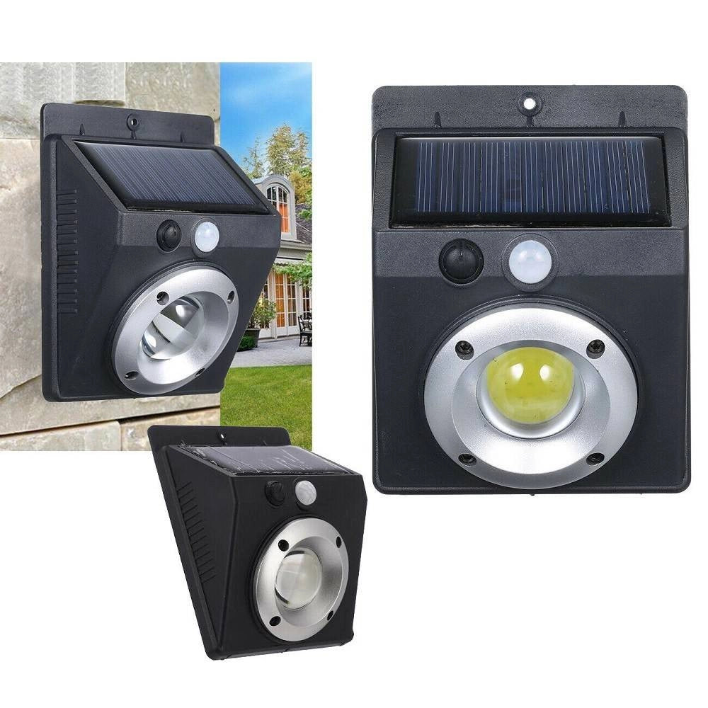 Trade Shop - Faretto Luce Led Cob Pannello Solare Ricaricabile Sensore Di Movimento Pir -