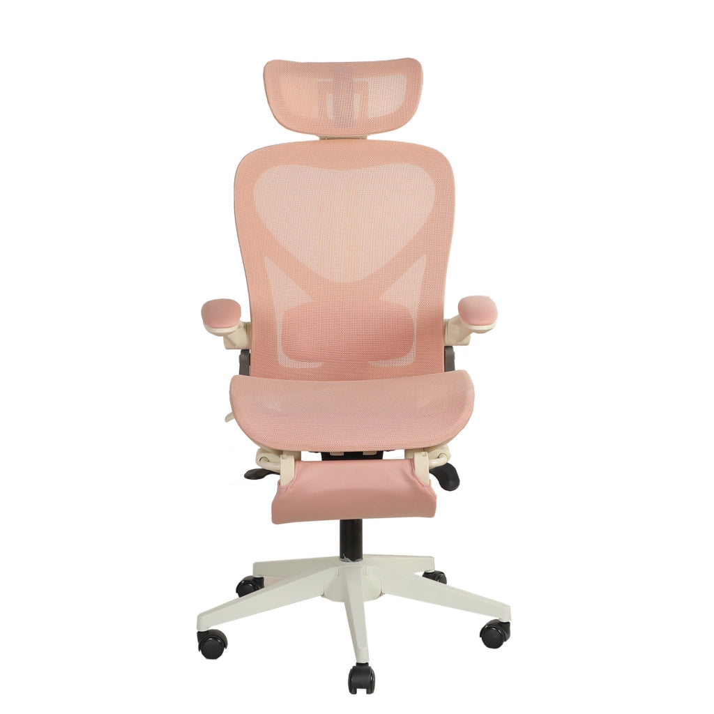 Sedia da Ufficio in Mesh con Poggiatesta 3D e Supporto Lombare; Rosa; per Studio e Lavoro