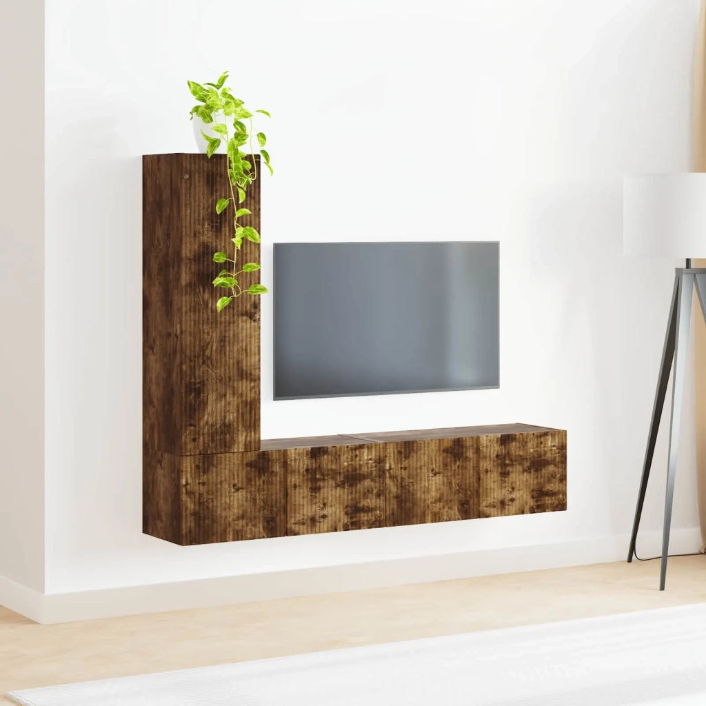 Set mobile TV 3 pcs Rovere fumé Legno multistrato 3408993