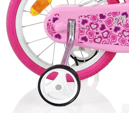 SCH PINK LOVE 16", bicicletta per bambini, adatta tra i 5 e i 7 anni, per altezza tra 105 e 135 cm, con cestino, campane
