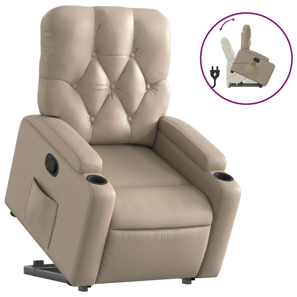 Poltrona Alzapersona Reclinabile Cappuccino in Similpelle 3204778