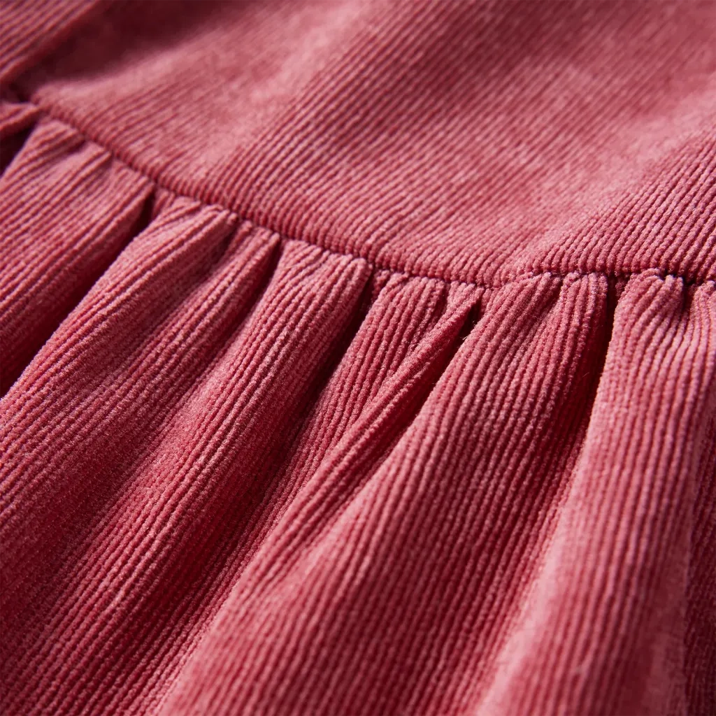 Abito da Bambina con Maniche Lunghe in Velluto a Coste Rosa Antico 92 CFW4241274
