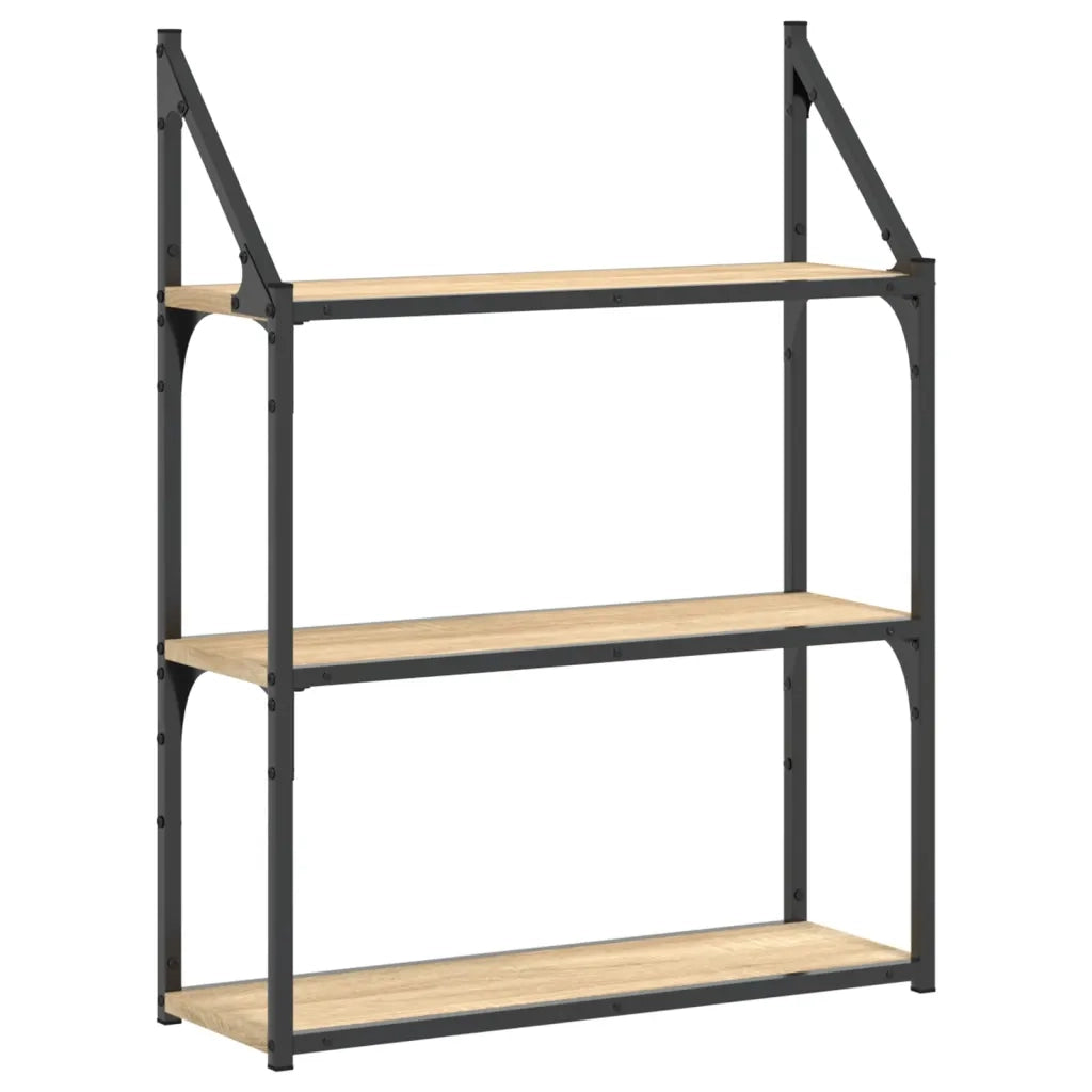 Scaffale Parete | Ripiano a parete | Mensola a parete 3Ripiani Rovere Sonoma 60x21x78,5cm Multistrato