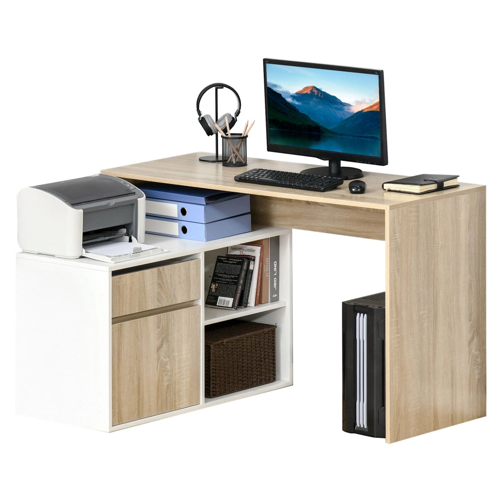 Scrivania Angolare per Computer ¨C Zephmum ¨C Legno Rovere Bianco 90x50x