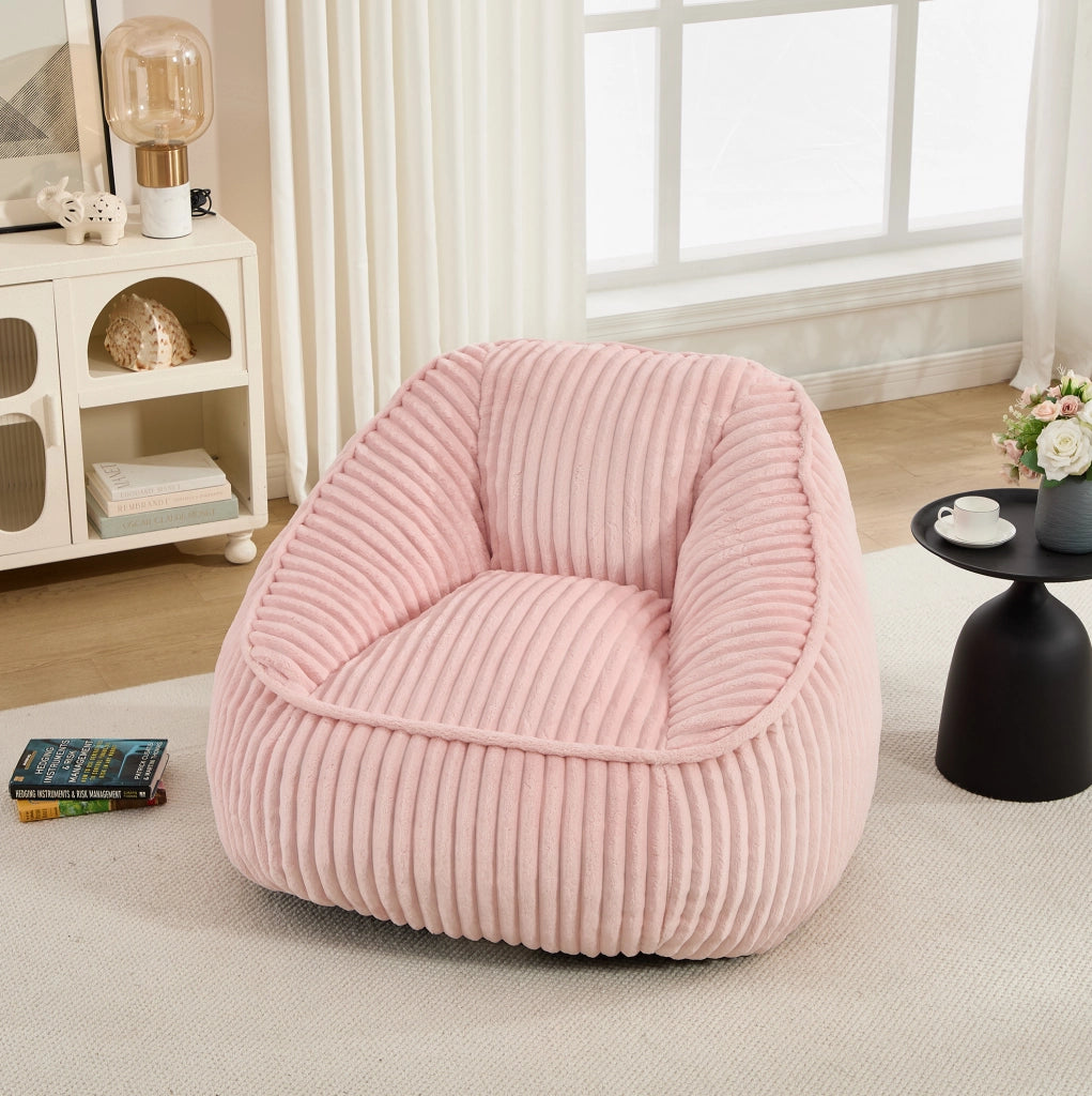 Poltrona a sacco 46x43x29 cm in ciniglia rosa, memory foam, facile da spostare –