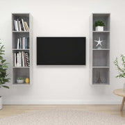 Mobile TV a Parete 2 pz-Set di 2 Mobile TV a Muro Grigio Cemento in Truciolato 258825