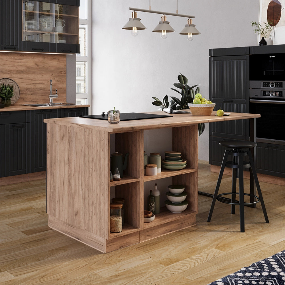 Vicco isola cucina Grigio scuro 90 cm con cassetto, senza piano di lavoro