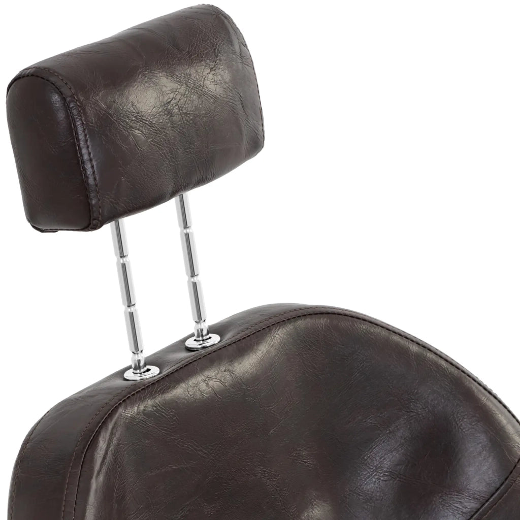 Poltrona professionale da parrucchiere con poggiatesta e poggiapiedi altezza seduta 64 cm 150 kg acciaio PU marrone 14_0008965