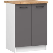 Mobile cucina modulare con piano di lavoro AKORD OLIWIA Bianco 60 cm 2 ante inserto frontale Grigio Grafite 60x46x85 cm