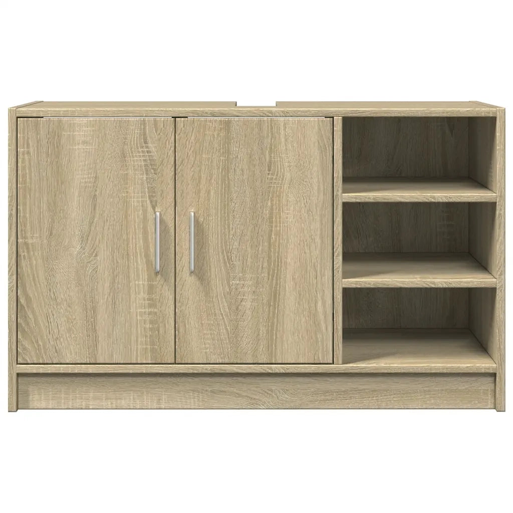 Mobiletto sottolavello moderno con contenitore 90 x 29 x 55 cm realizzato in legno composito di rovere Sonoma 02_0049543