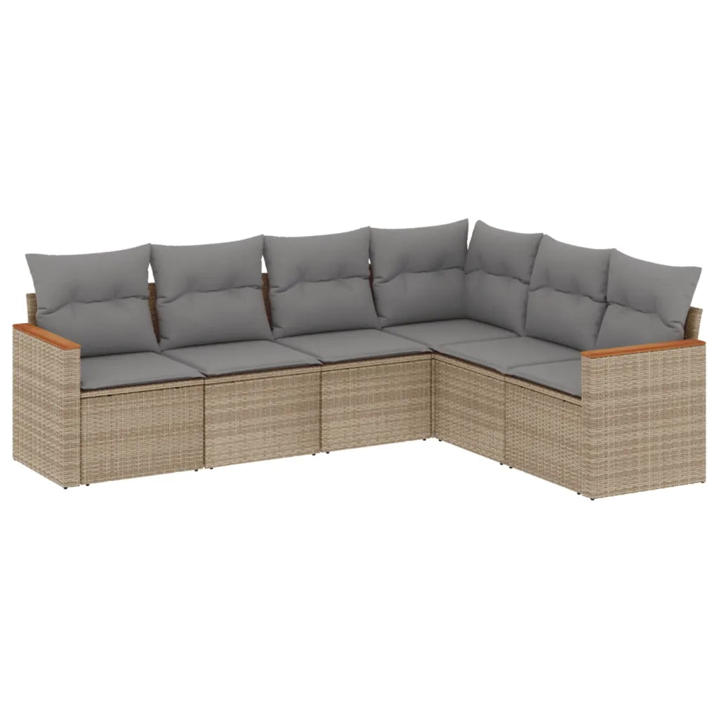 Set Divano da Giardino 6 pz con Cuscini Beige in Polyrattan 3258405