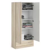 Armadio guardaroba a due ante e un Amylya, colore rovere, cm 79 x 35 x h171